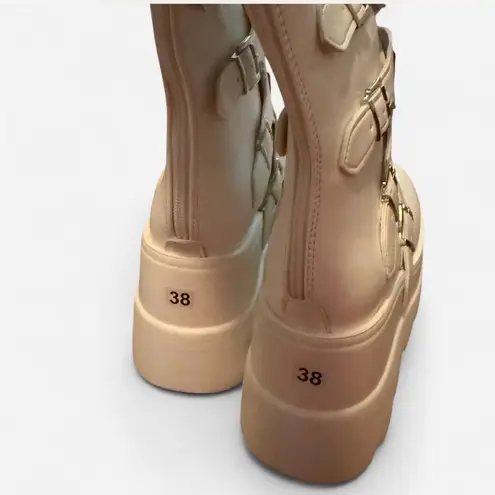 New Chunky white goth boots Size 7