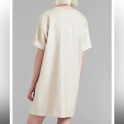 The Frankie Shop NWT Cream Sequin Short Sleeve Riley Mini Dress | S