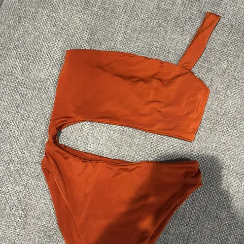 Naked Wardrobe Rust Cutout One Piece Bikini Swimsuit