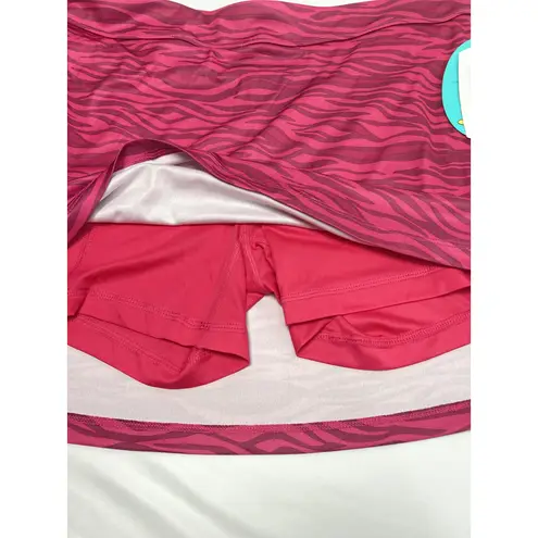 Greg Norman Play Dry Pink Animal Print Stretch Mini Skort Large