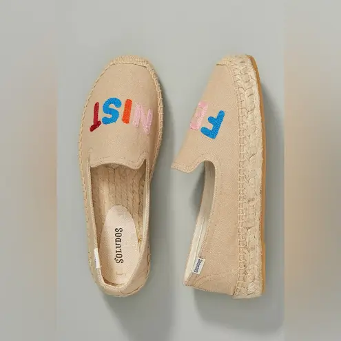 Soludos Anthropologie Espadrilles Flats with Embroidered Feminist Detail