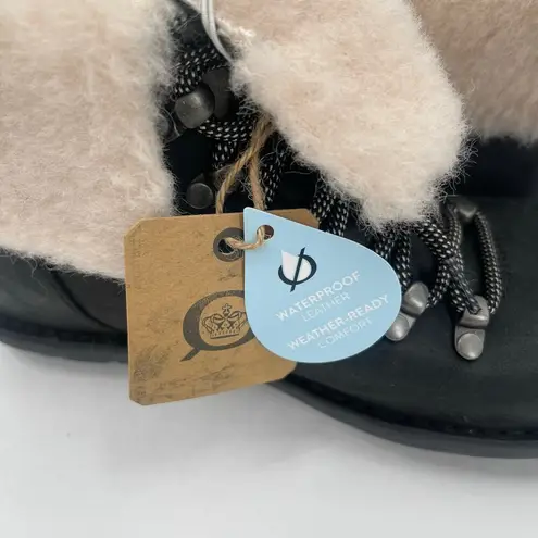 BORN Blaine Boots Size 7 Waterproof Shearling Lace Up Leather Winter Dry NEW Black