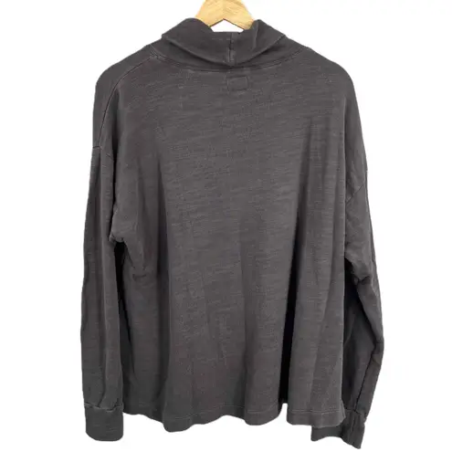 J.Crew Dark Grey High Neck Boxy Oversized Vintage Fleece Sweatshirt Womens Large Gray