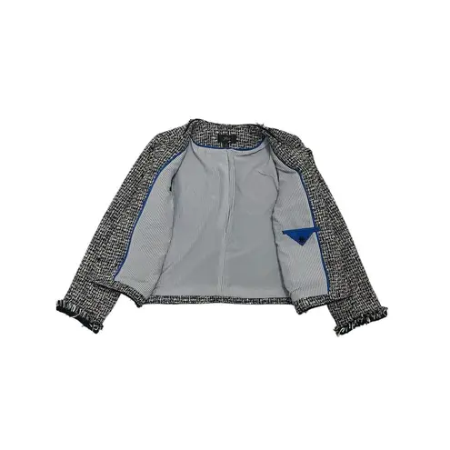 J. Crew Lady Metallic Tweed Jacket Blazer Black Rainbow Multi Fringe Women’s 8