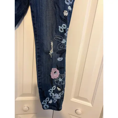 Laurie Felt Los Angeles Denim Jeans Embroidered Floral Design Women's 10 Blue