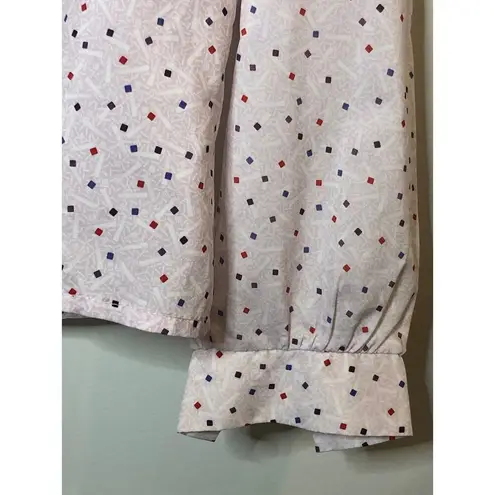 MCM Vintage Blouse Button Doen Retro Squares Size 14