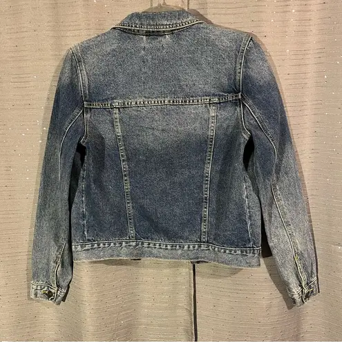 Dex Acid Wash Two Pocket Button Down Denim Jean Jacket Size S Blue