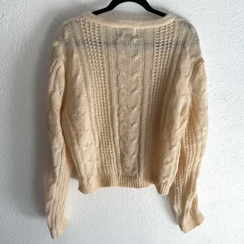 Rouje Paris Azia Mohair Blend Cable Knit Cardigan Buttercream Size 42 US Sz 10