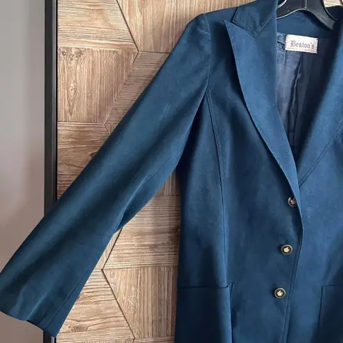 Vintage Abe Schrader Women's Navy Blue Blazer Classic Tailored Style