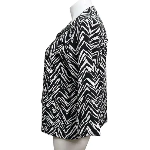 Zenergy By Chico’s Zebra Print Zip Front Jacket Size Large Black