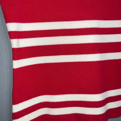 Pierre Cardin Vintage Red-White Stripe Sleeveless Round Neck Sweater Knit Top L