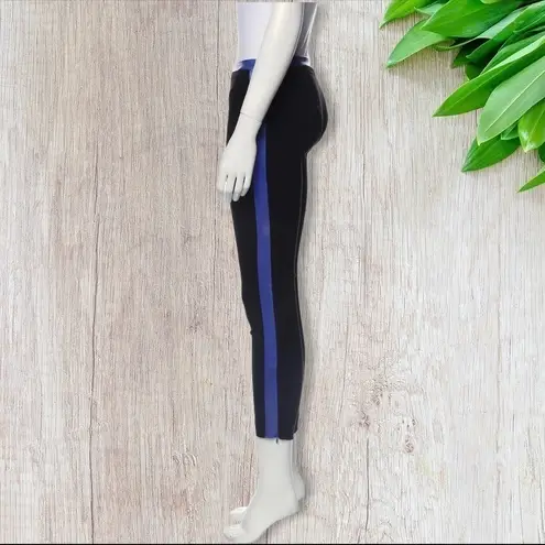 Diane Von Furstenberg  Lendra Leather Stripe Skinny Ankle Pants Black Purple 0