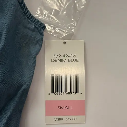 Terre Bleue Sleeveless Denim Dress Floral Embroidery Cabincore Cottagecore NWT Blue