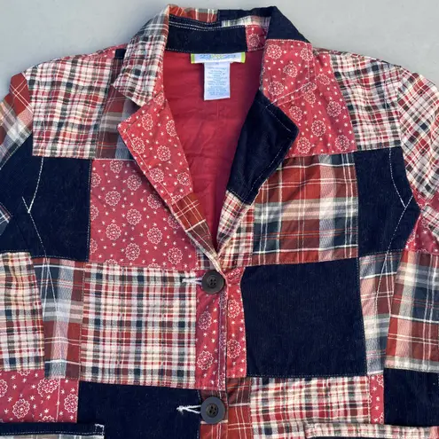 Vintage Y2K Patchwork Button Up Pink Blazer Size M