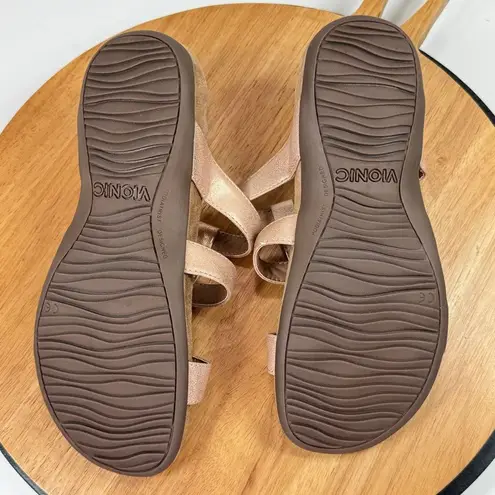 Vionic Misa Strappy Slide Sandal Metallic Rose Gold Womens 8