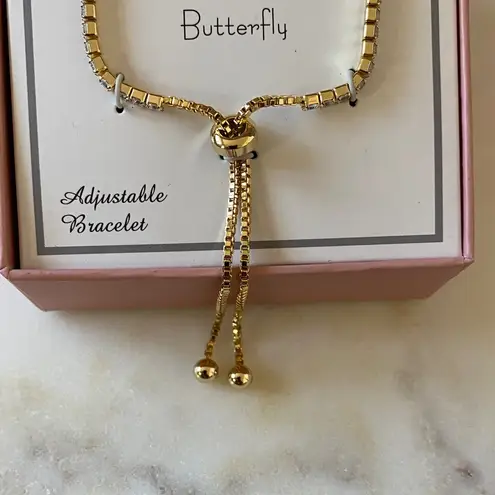 NWT 14k Gold Plated Crystal Butterfly Mommy & Me Adjustable Bracelet
