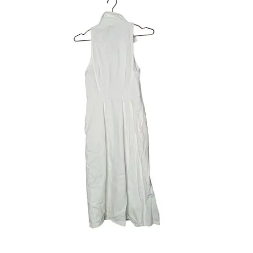 DL1961 White Denim Daphne Silver Button Sleeveless Midi Dress Size Small