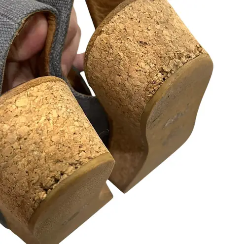 Reality Studio June Wedges Cork Leather Sandals Grey Women’s Size 39 Flawed Gray