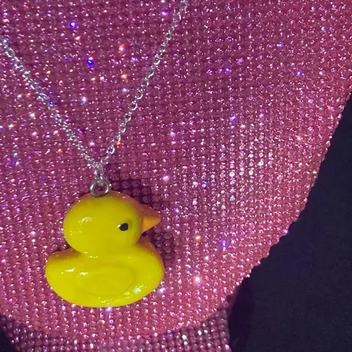 Handmade Sterling Silver 925 Rubber Ducky Necklace Kawaii Jewelry Lolita Scene Candy Goth