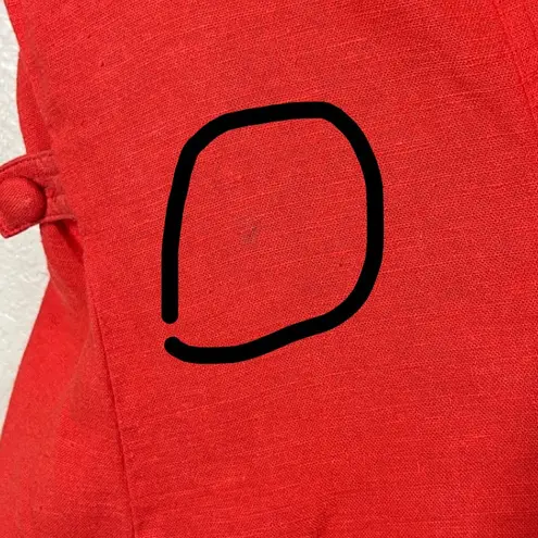 JOHN ROBERTS Red Linen Blend Button Front Collared Midi Shirt Dress Size 14