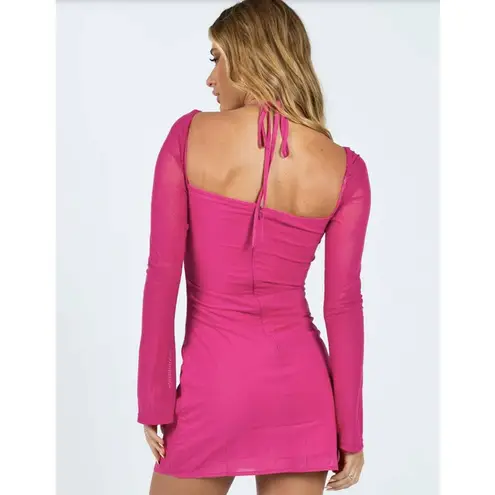 Princess Polly NWT  Dyer Sheer Sleeve Bustier Mini Dress Hot Pink Size 6