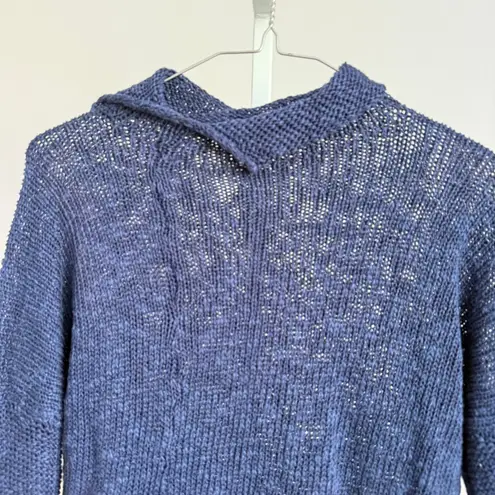 SKIF Handknit collar Sweater Open Knit Bell Sleeves Lagenlook Pullover One Size Blue Size undefined