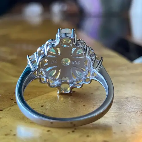 Natural Honey Opal Cocktail Ring Size 9 Silver