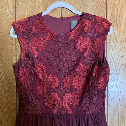 Taylor Womens Size 6 Burgundy Floral Lace Sleeveless Cocktail A