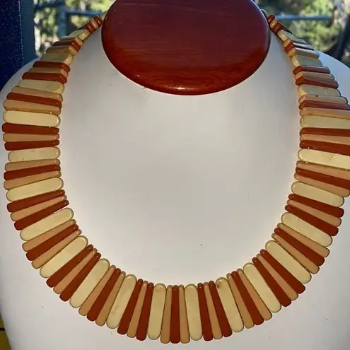 Avon Sirocco Stick Wide Collar Choker Bib Statement Necklace Vintage Orange