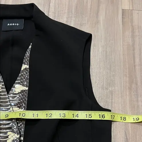 Akris Fernando Snakeskin Leather Wool Blend Long Sleeve Black Blazer And Vest