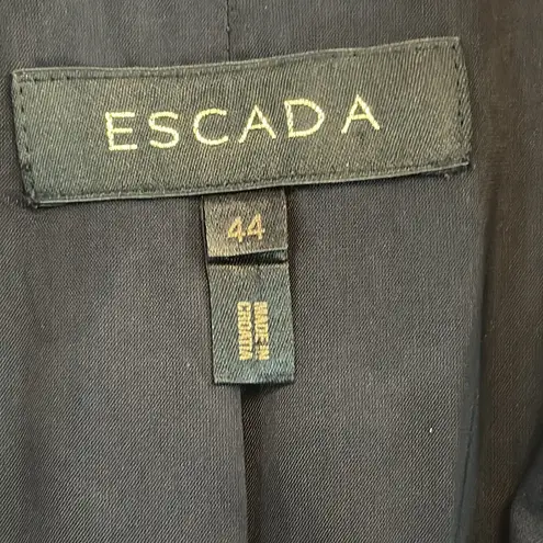 Escada Fitted Black Jacket with Chiffon Floral Fringe Sz 44 / 10 US