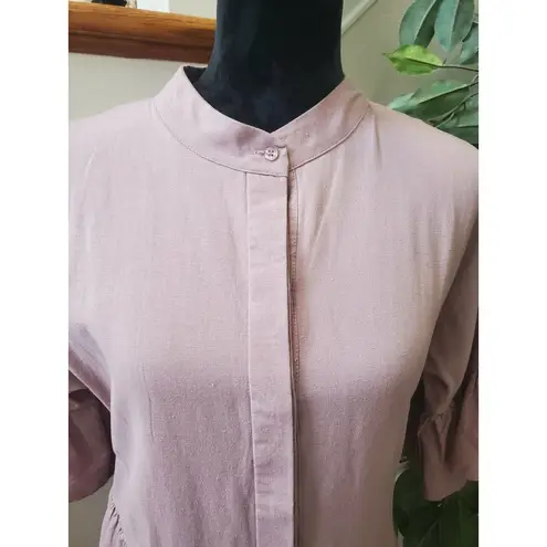 Day & Night  Women's Purple Linen & Rayon 3/4 Sleeve Button Down Top Size Small