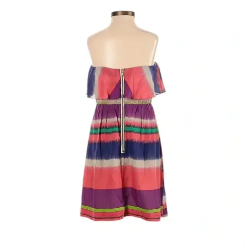 Shoshanna ANTHROPOLOGIE Silk  Serrapi Strapless Striped Ruffle Mini Dress Size 4