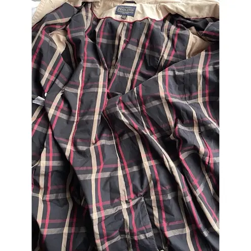 Pendleton Vintage Women’s Size XL Khaki Brown Long Trench Pea Coat Belt Strap