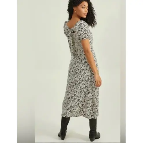 Altar'd State Stephanie Dress Floral Maxi Square Neck Puff Sleeve Boho Large White