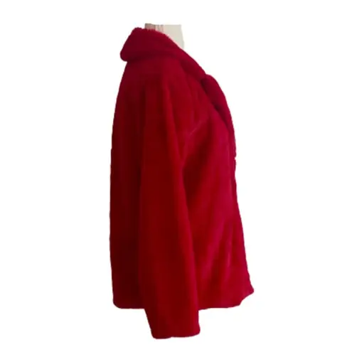 Melissa Paige Coat Faux Fur Red Soft Warm Holiday Teddy Jacket Size Small