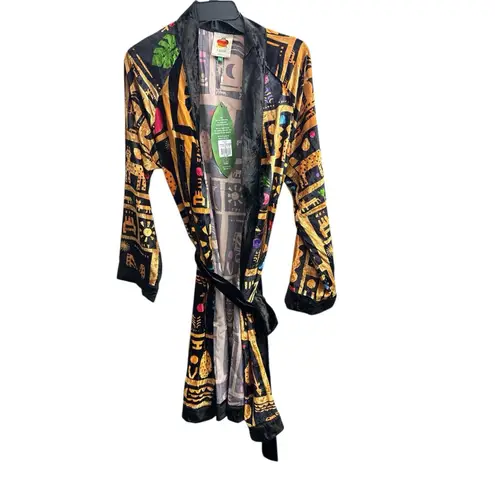 Farm Rio Tropical Velour Robe Kimono W/Beaded Belt Size XS New w/tag $295