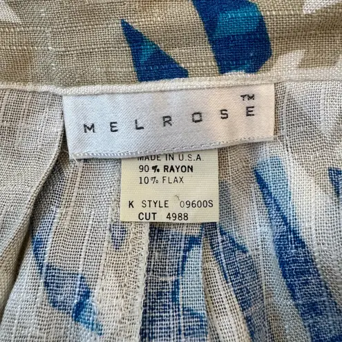 Vintage ‘90s Melrose Blue, White & Tan Abstract Print Midi Skirt Blue