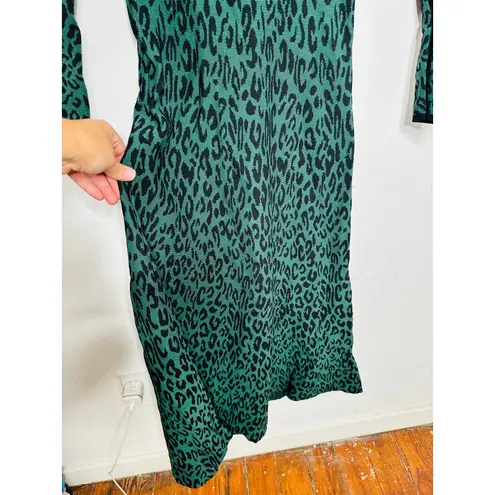 GREAT JONES Forest Green Leopard Jacquard Knit V