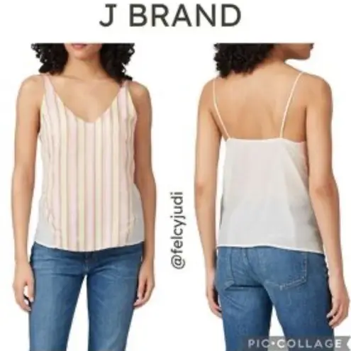 J Brand RTR Silk Blend Multicolor Striped Tank Top Sz S