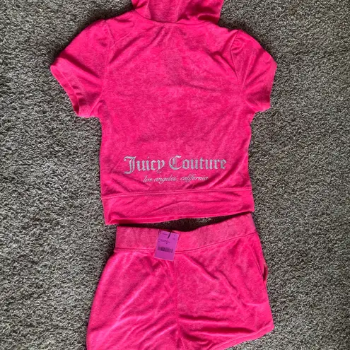 Juicy Couture  Women’s Pink Terrycloth Hoodie & Shorts Set – Size M