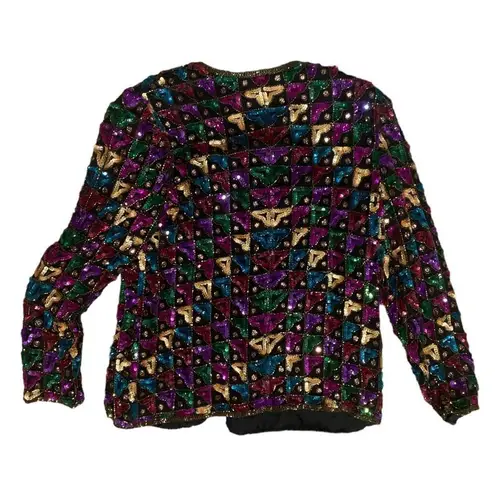 Laurence Kazar Vintage sequin blazer woman’s size medium silk rainbow