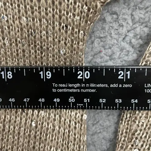 Simply Noelle Women S/M Tan Sequined Casual 3/4 Sleeve Top NWT