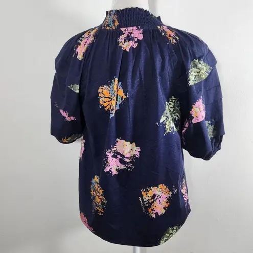 Nic+Zoe Navy Floral Blouse NWT Size PP Dark Blue Floral Top Navy and Pink Top