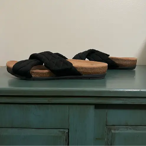 Earth Origins Earth Origins Black Quilted Slide Sandals - Size 9