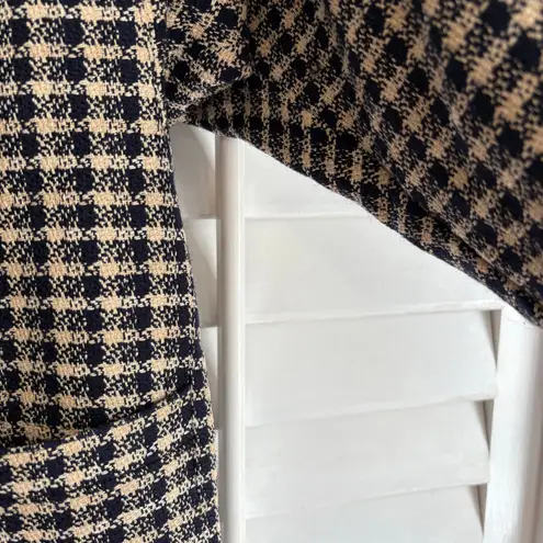 Escada Navy And Cream Plaid Blazer Size 38 (Medium) Blue
