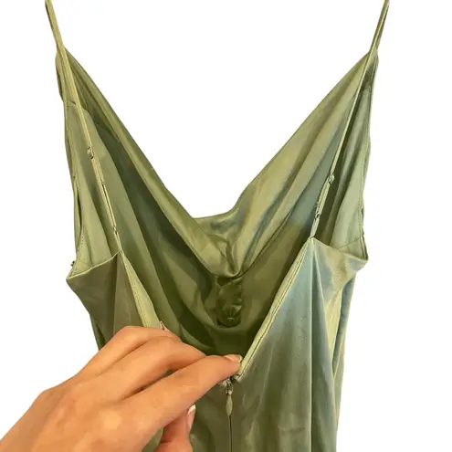 Cinq A Sept Emilia Silk Asymmetric Dress With Crystal Embellishment Pale Green Size 8