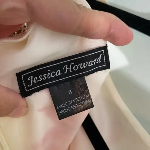 Jessica Howard Shimmery Floral Sleeveless Belted Fit & Flare Dress Size 8