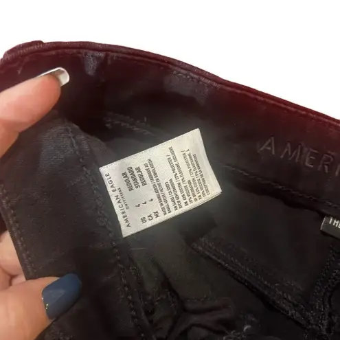 American Eagle  "The Dream Jean" Curvy Super Hi- Rise‎ Distressed Black Jegging 4