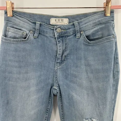 Free People  Jeans Distressed Ripped Great Heights Frayed Fringe Skinny Size 26